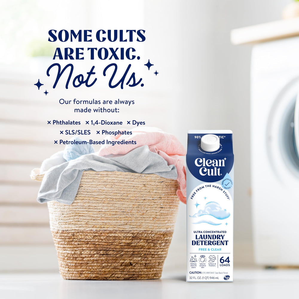 Clean, crisp clothes after washing with Cleancult triple action formula.