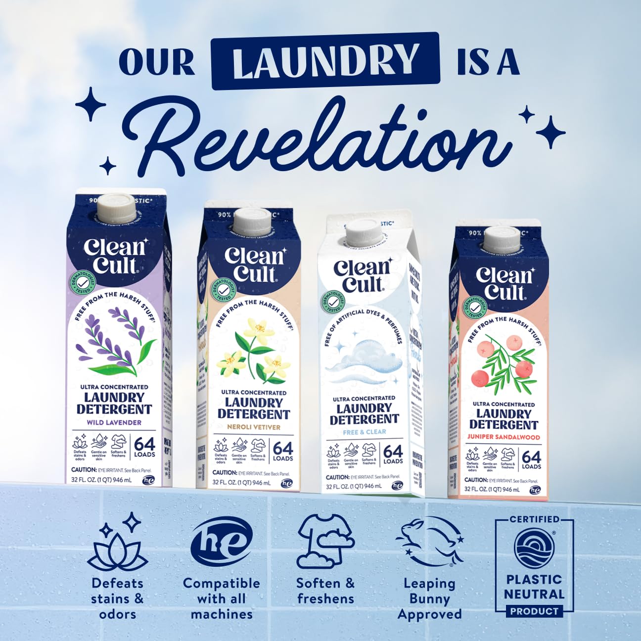 Cleancult half-ounce dispense enables efficient 64-load use.