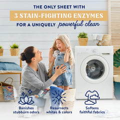 Cleancult sheets dissolving in water showing fast stain fighting action.