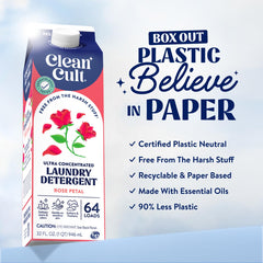 Cleancult paper carton packaging highlights eco-friendly design.