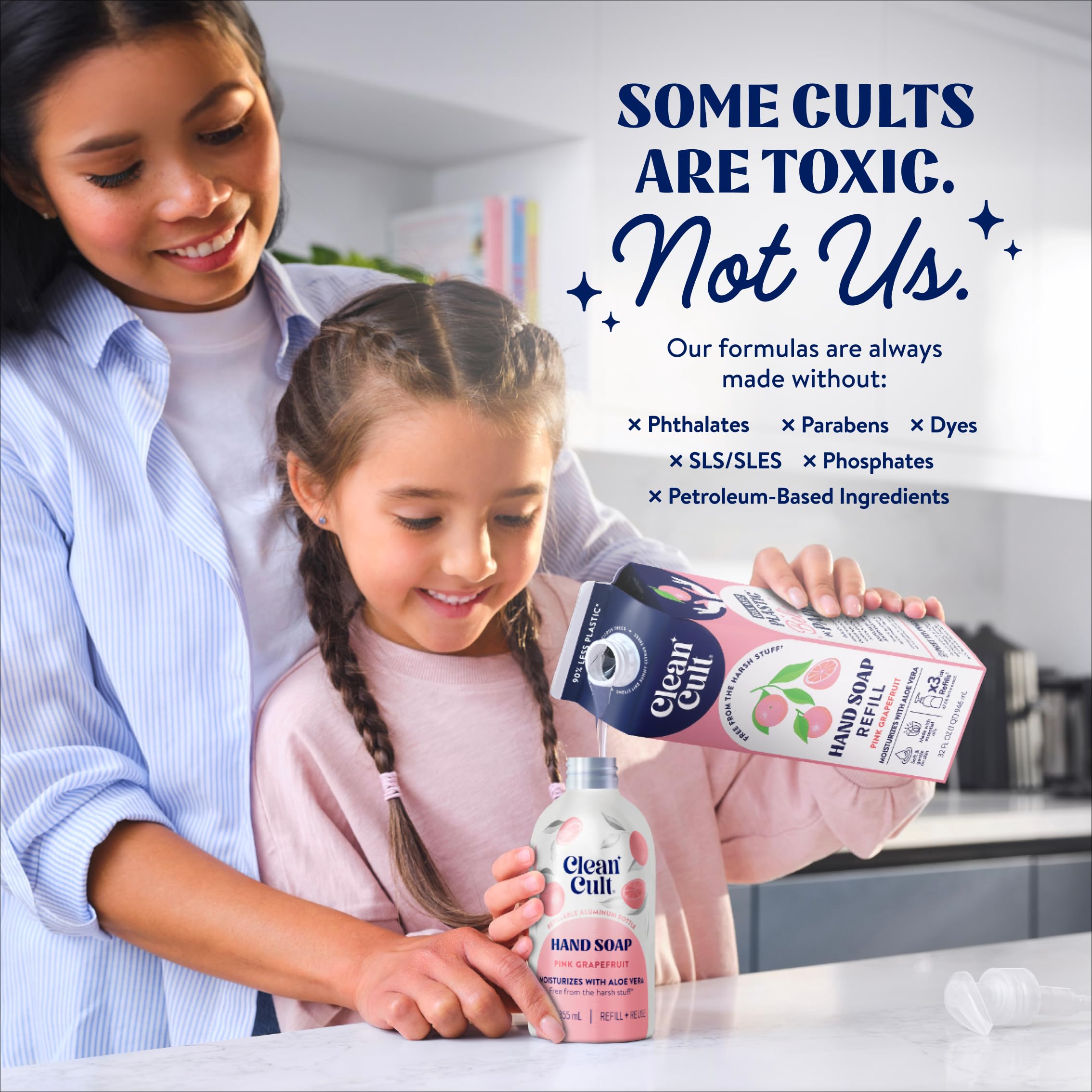 Cleancult soap creates a soft, refreshing lather for clean hands.