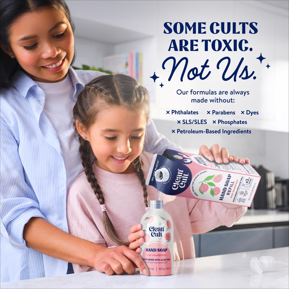 Cleancult soap creates a soft, refreshing lather for clean hands.