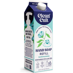 Cleancult Water Blossom refill bottle front view highlighting eco-friendly paper packaging for sustainable hand washing.