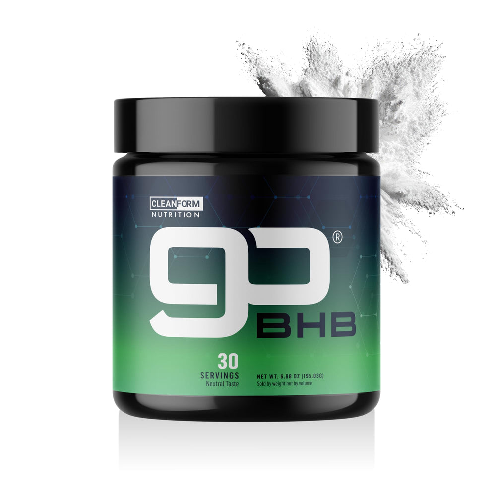 CleanForm Nutrition goBHB clean energy powder tub for steady, caffeine-free energy.