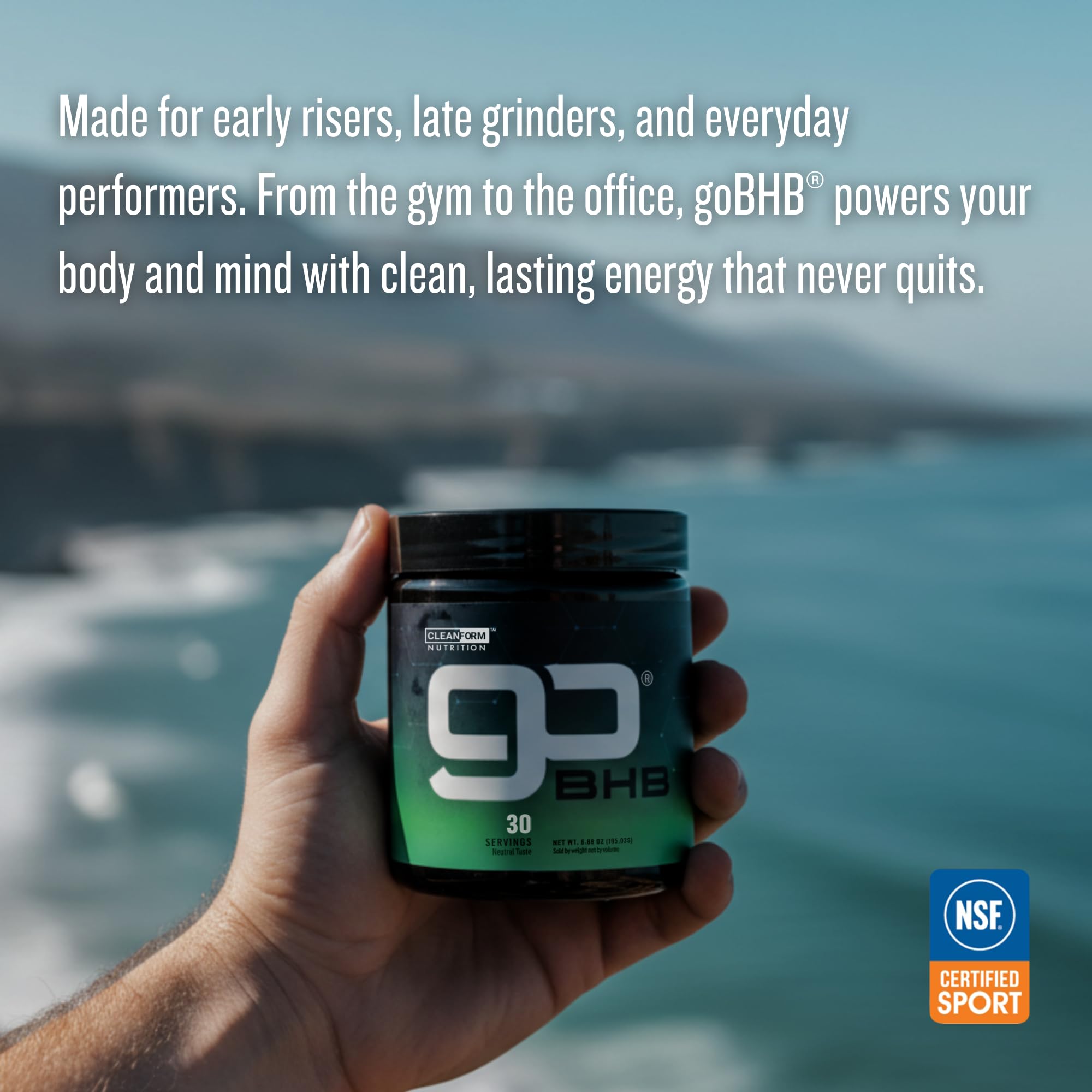 CleanForm Nutrition goBHB desk setup highlights mental clarity support.