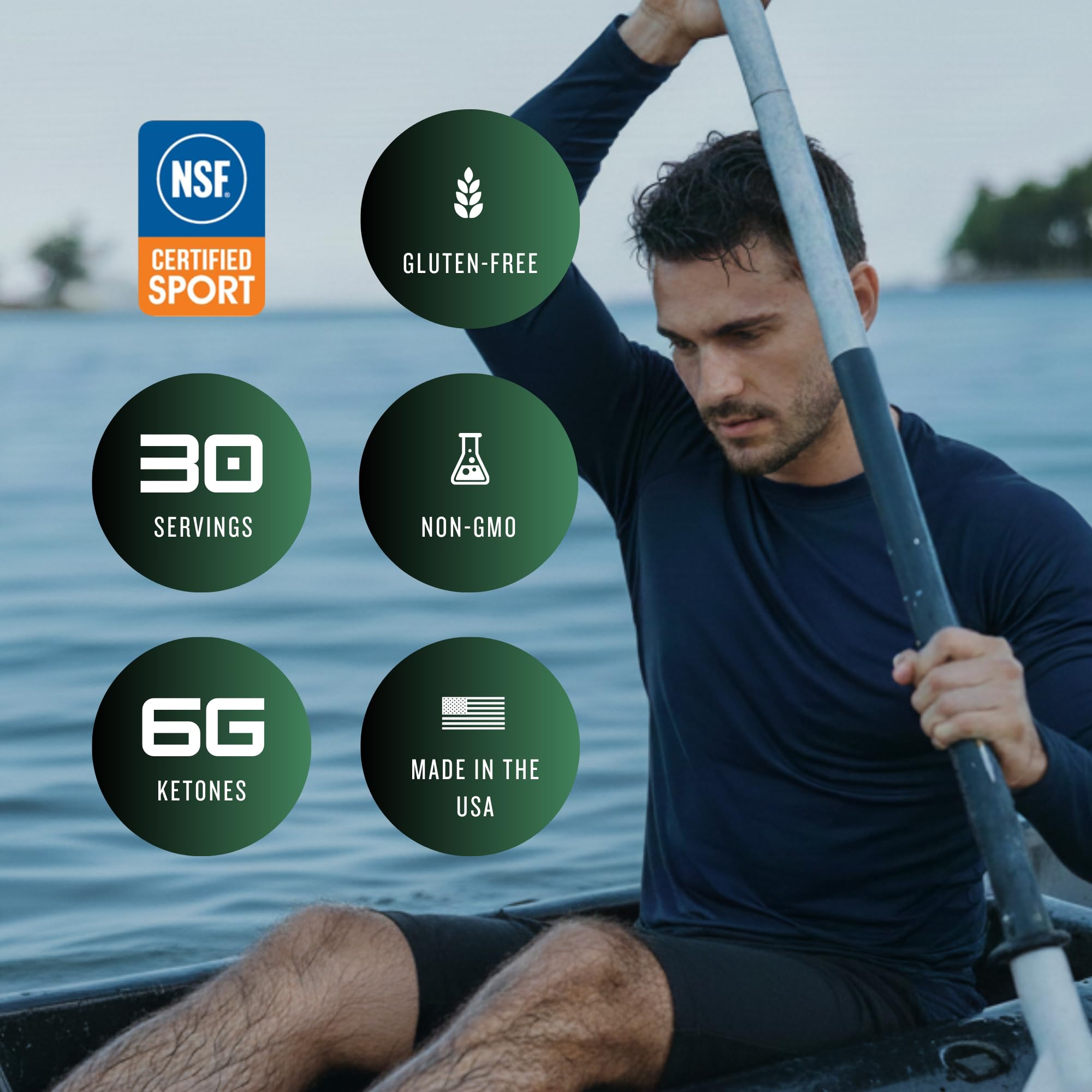 CleanForm Nutrition goBHB shaker with water for on-the-go fueling.