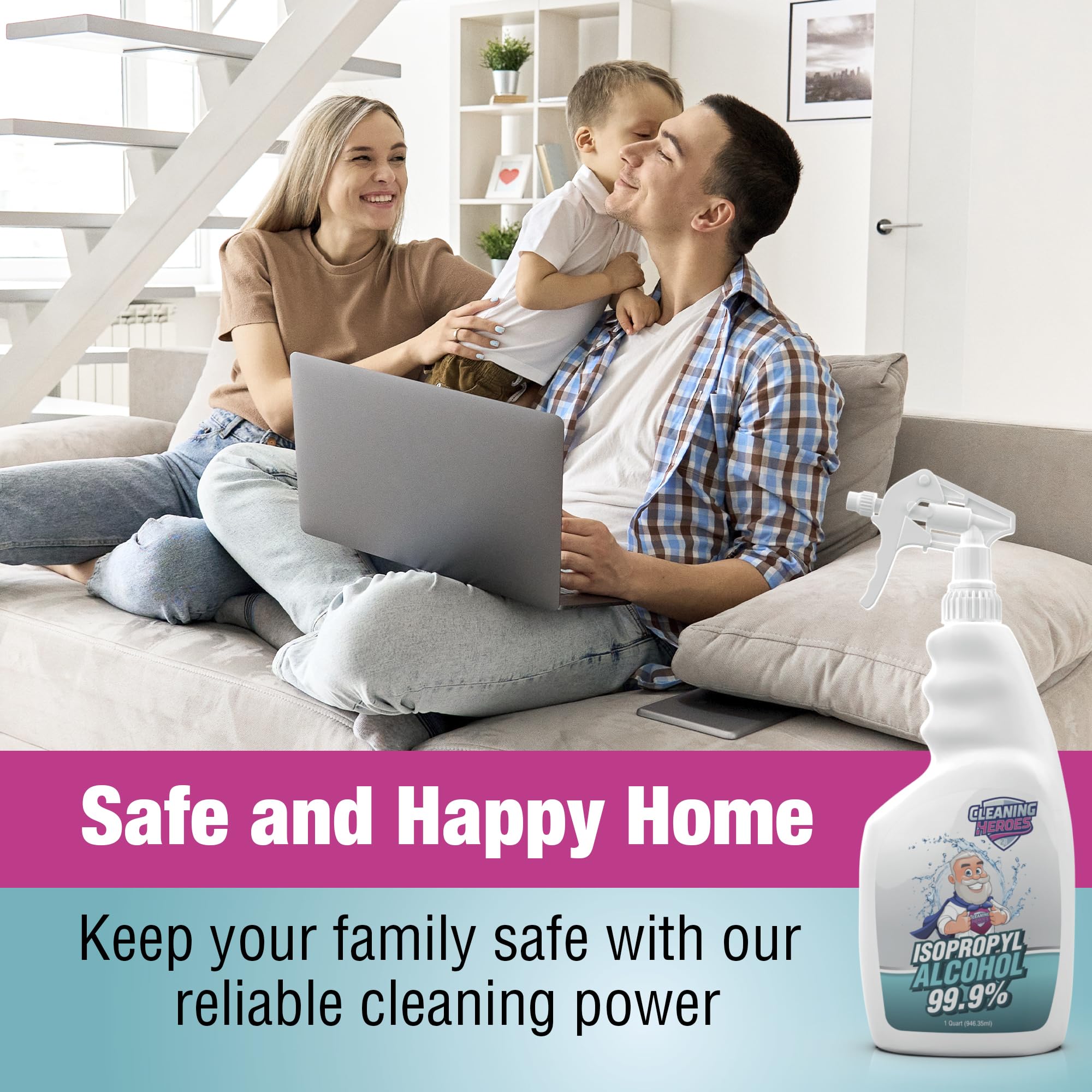 Cleaning Heroes spray bottle for household cleaning and sanitization tasks