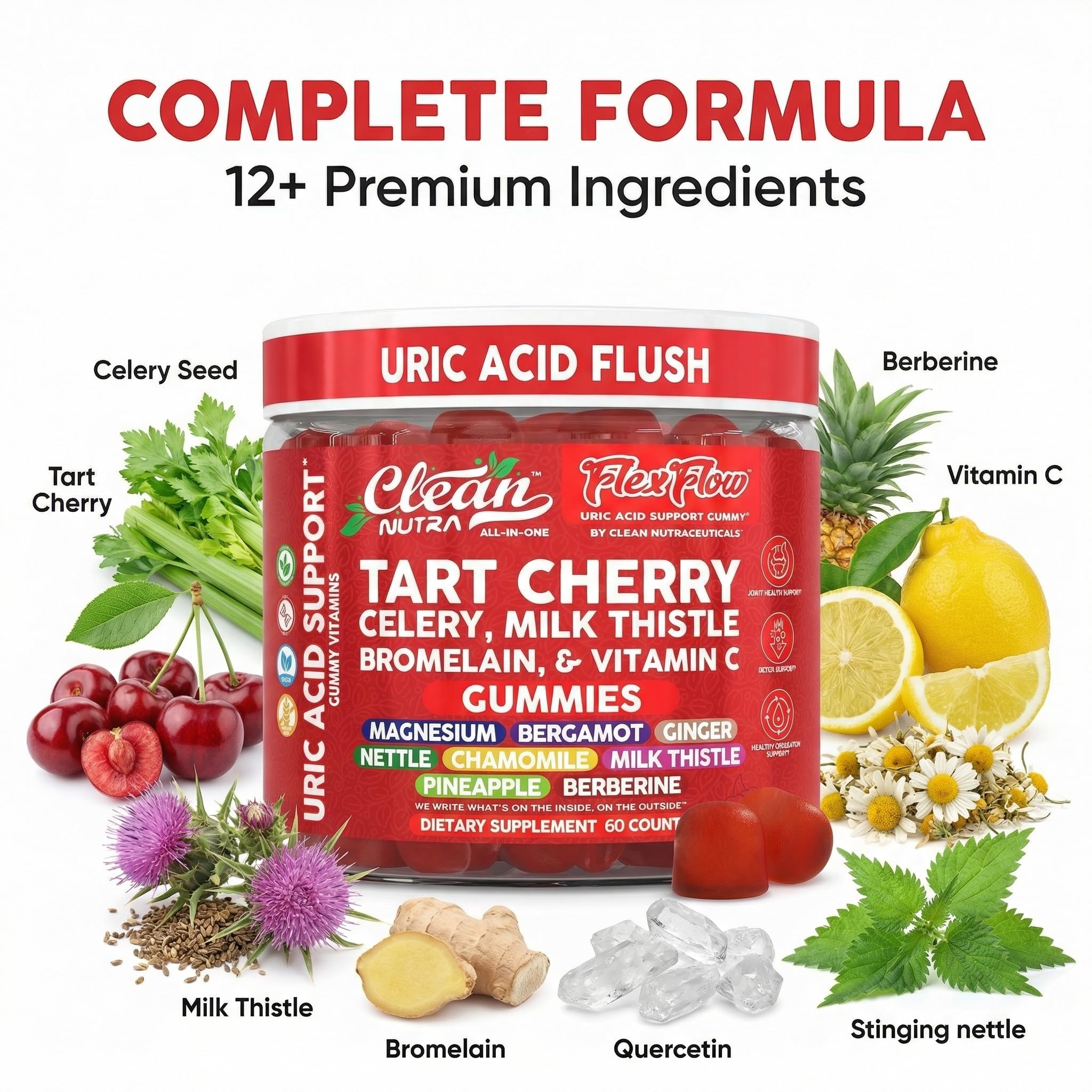 Gummies with Clean Nutra celery seed extract highlight natural detox-inspired formulation.
