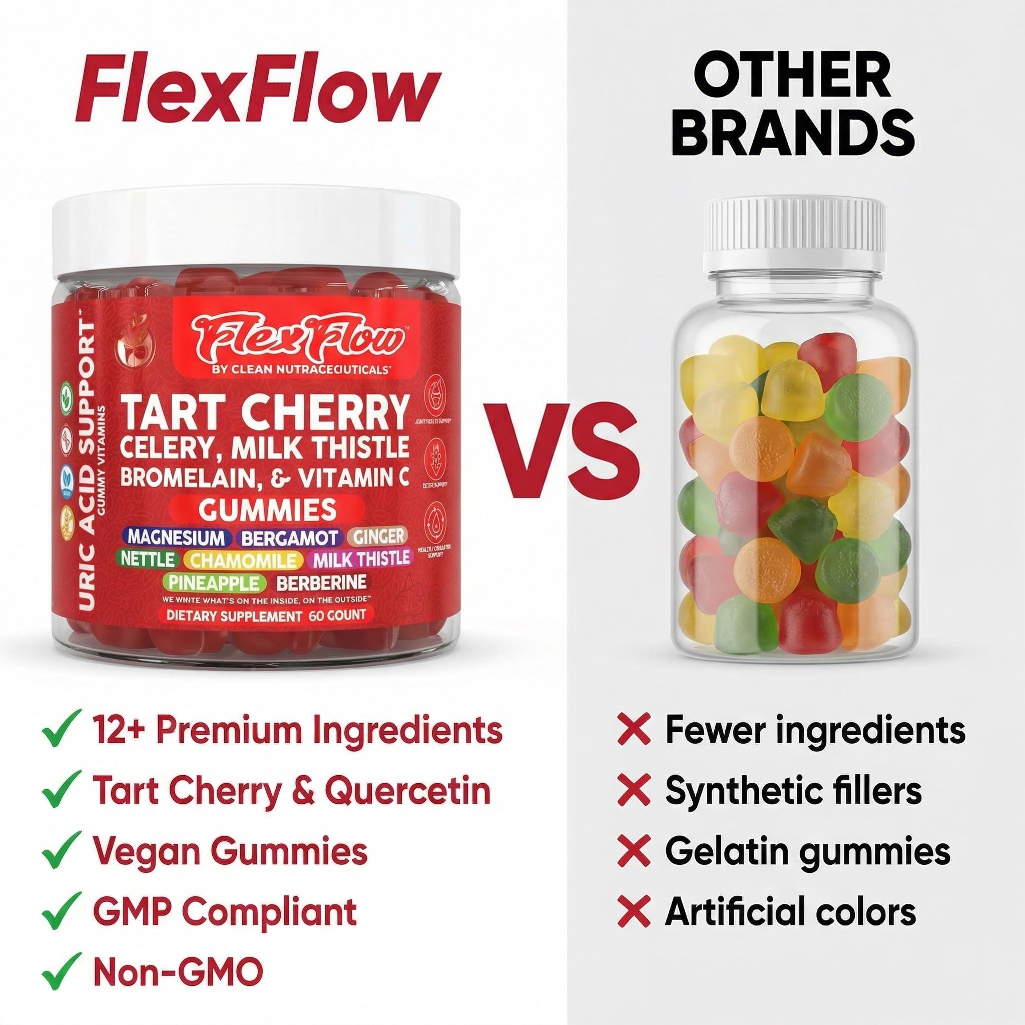 Chamomile leaves and nettle imagery for calm focus in Clean Nutra gummy.