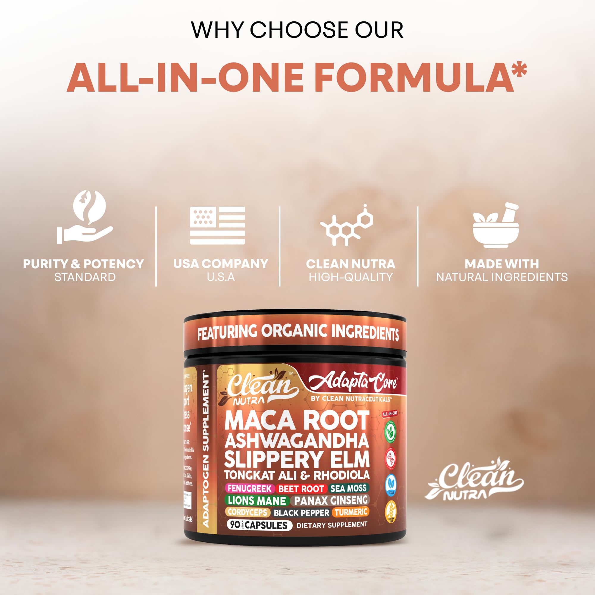 Clean Nutra lions mane cordyceps capsules for focus and sustained energy
