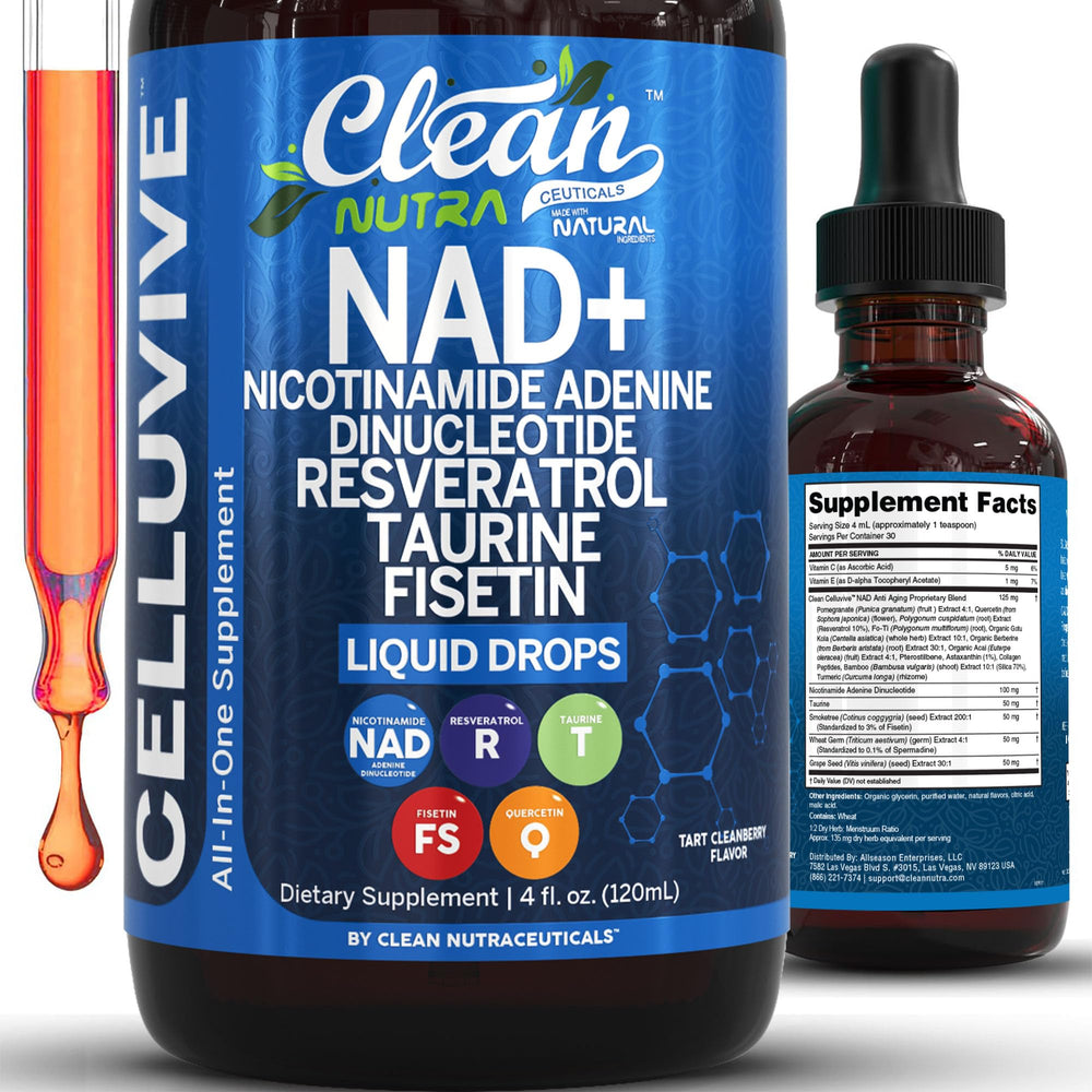 Clean Nutra Liposomal NAD Resveratrol bottle for daily energy support