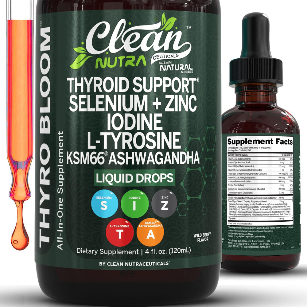 Clean Nutraceuticals ThyroBloom bottle pour for easy daily thyroid support