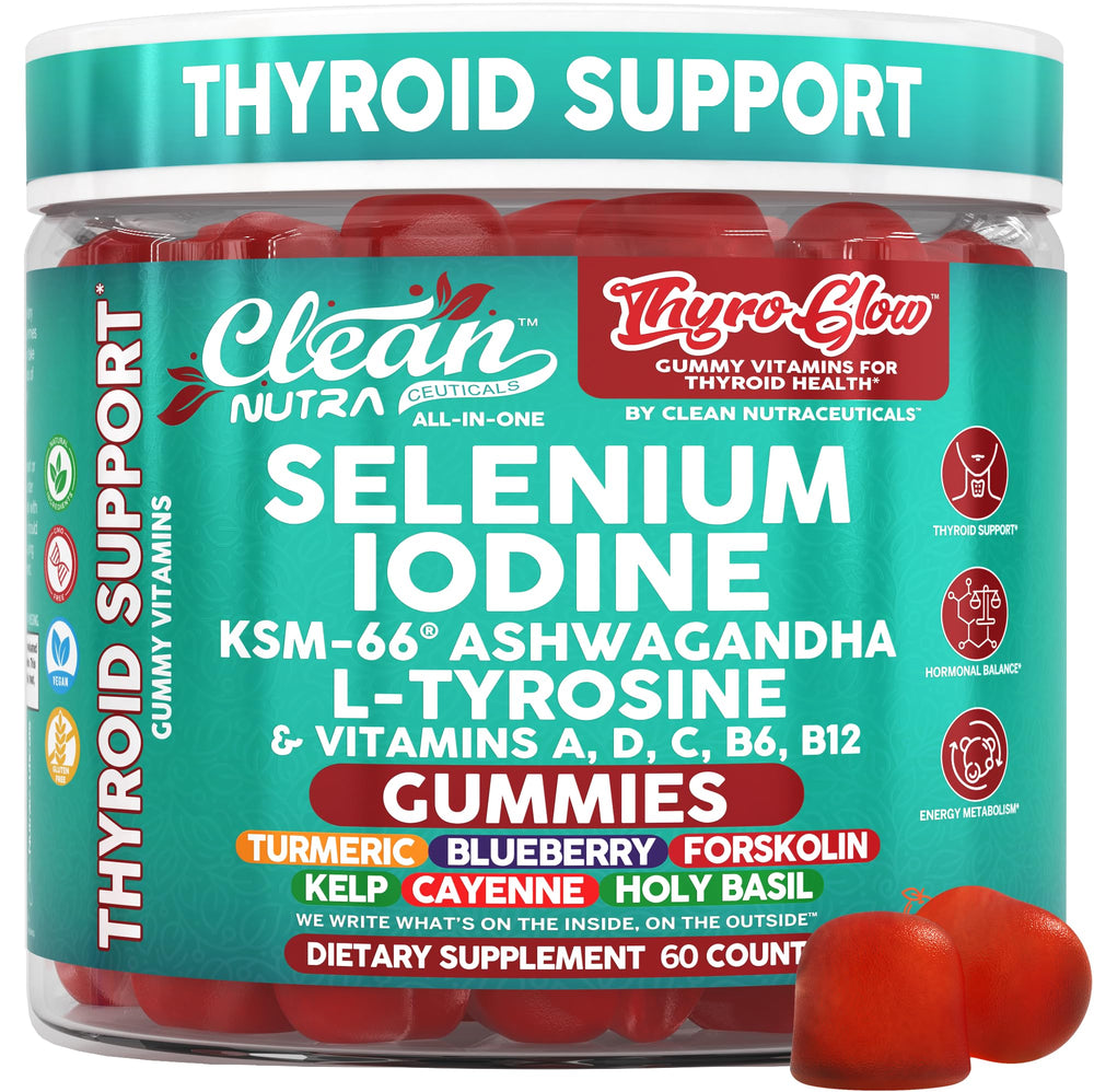 Clean Nutraceuticals ThyroGlow bottle front for daily thyroid-support routine.