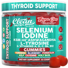 Clean Nutraceuticals ThyroGlow bottle front for daily thyroid-support routine.