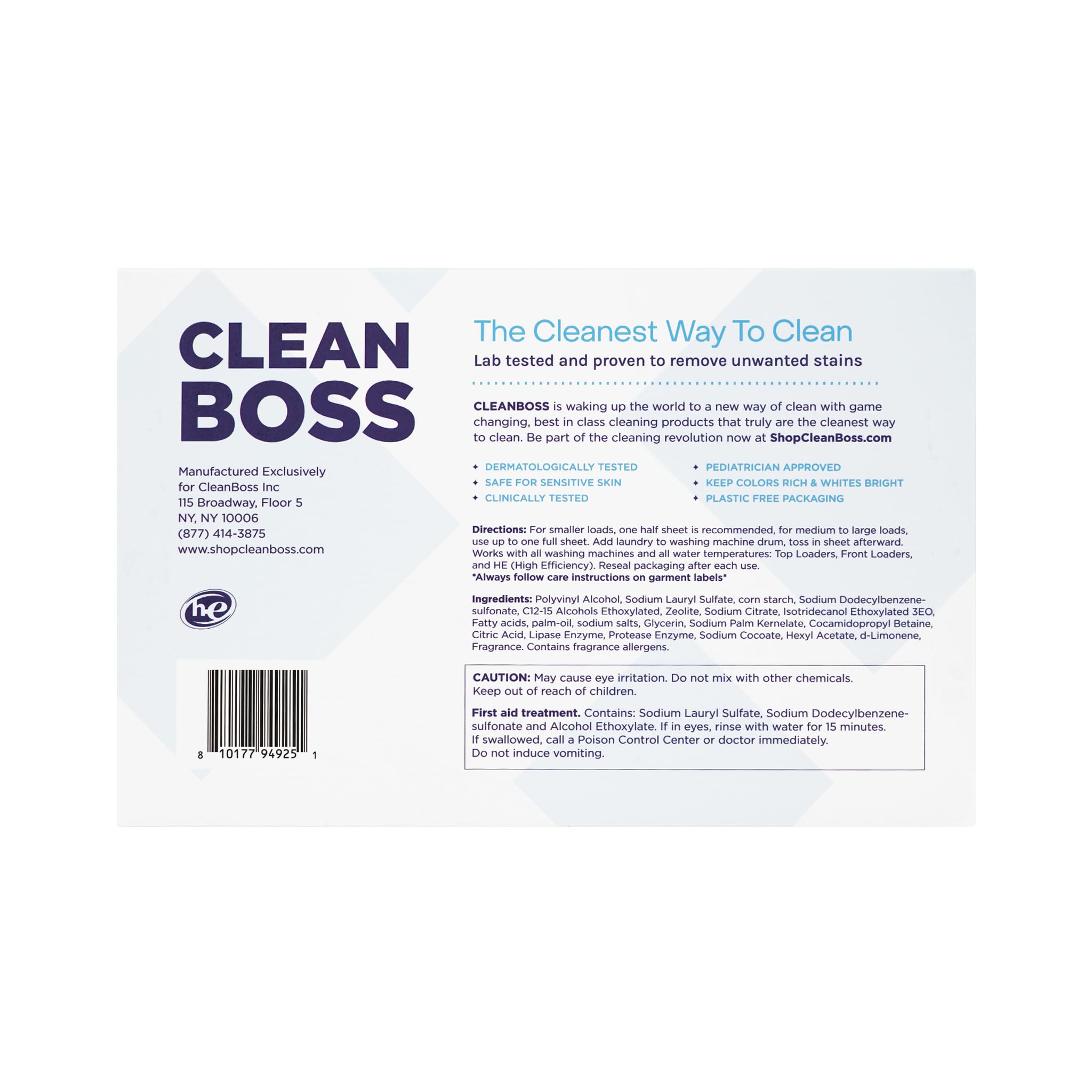 CleanBoss laundry sheets control odors and reduce static in every load.