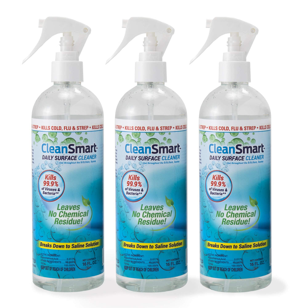 CleanSmart daily surface spray bottle ready for quick countertop sanitizing