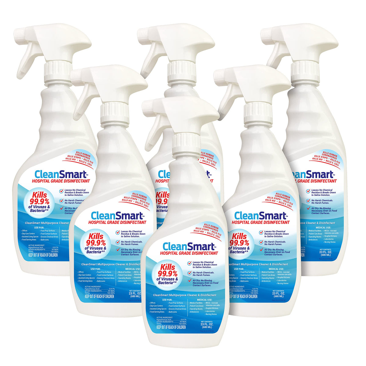 CleanSmart Hospital Disinfectant bottle pour enables quick surface sanitizing with spray.