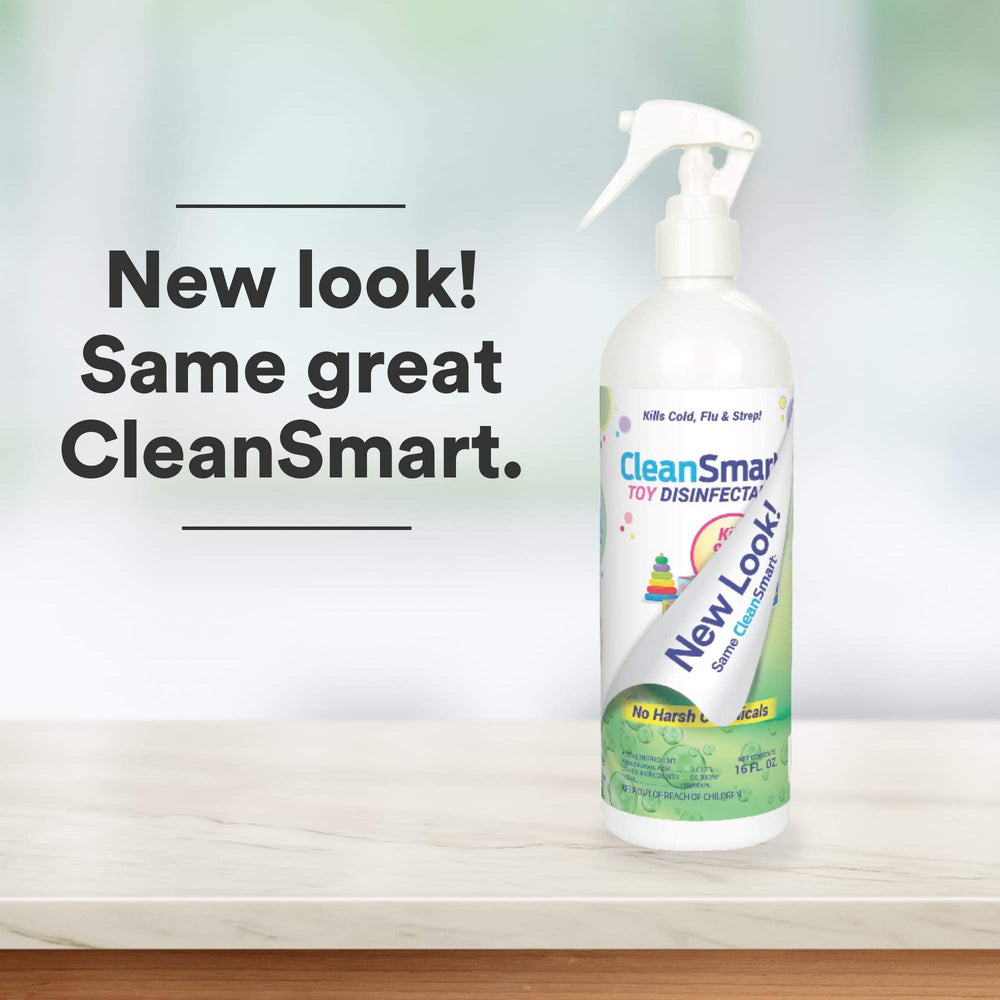 CleanSmart Toy Disinfectant Spray applied to a car seat for ready-to-use cleanliness