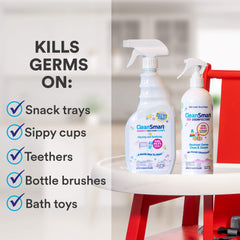 CleanSmart Toy Disinfectant Spray mist quickly covers toys for safe daily sanitizing