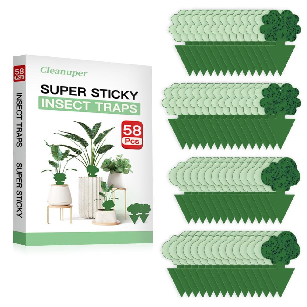 Cleanuper 58-pack flying insect traps with cloud shapes provide discreet pest capture for homes.