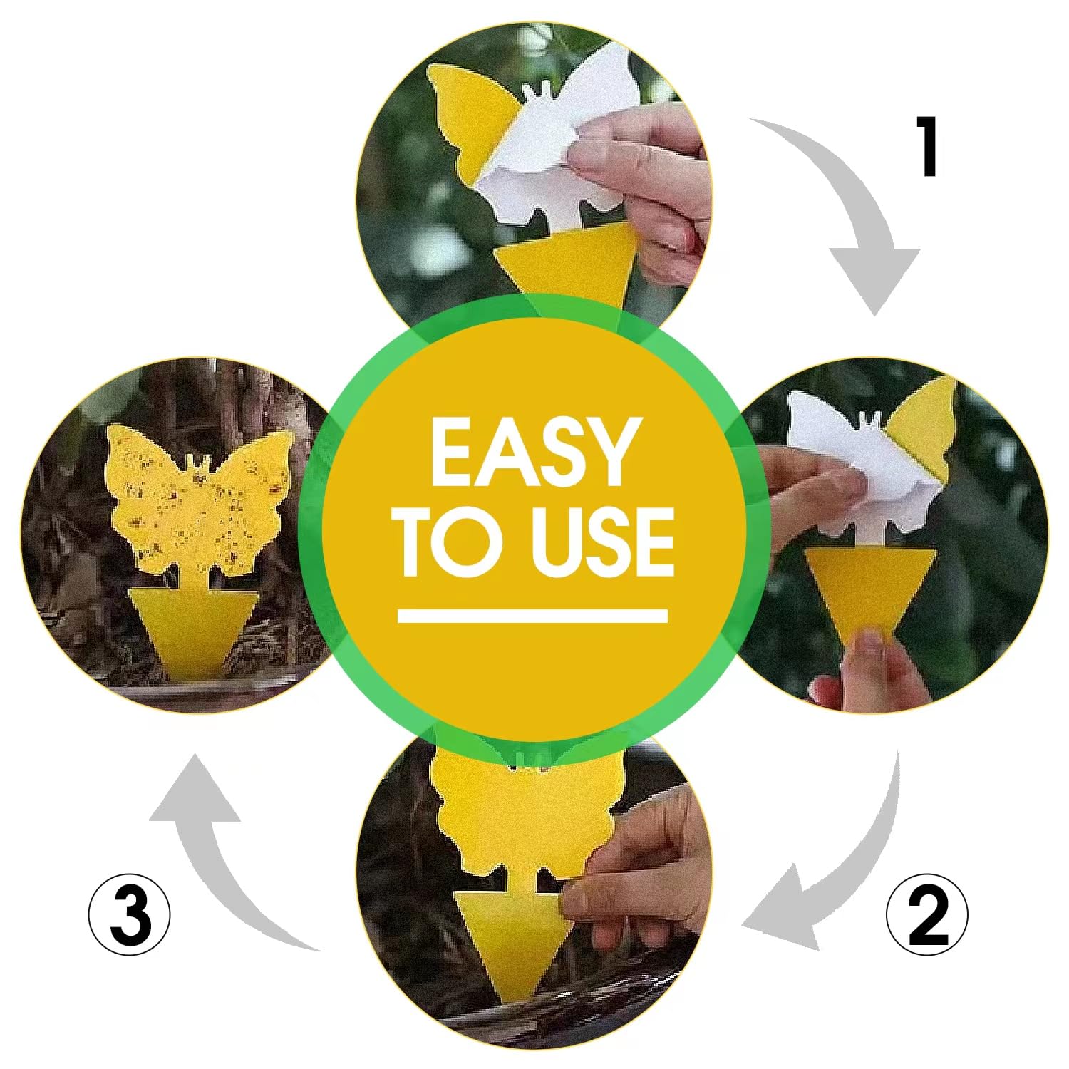 Cleanuper sunflower shape trap blends with plants while attracting gnats.