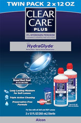 Clear Care Plus HydraGlyde moisture matrix visible on lenses for comfort.