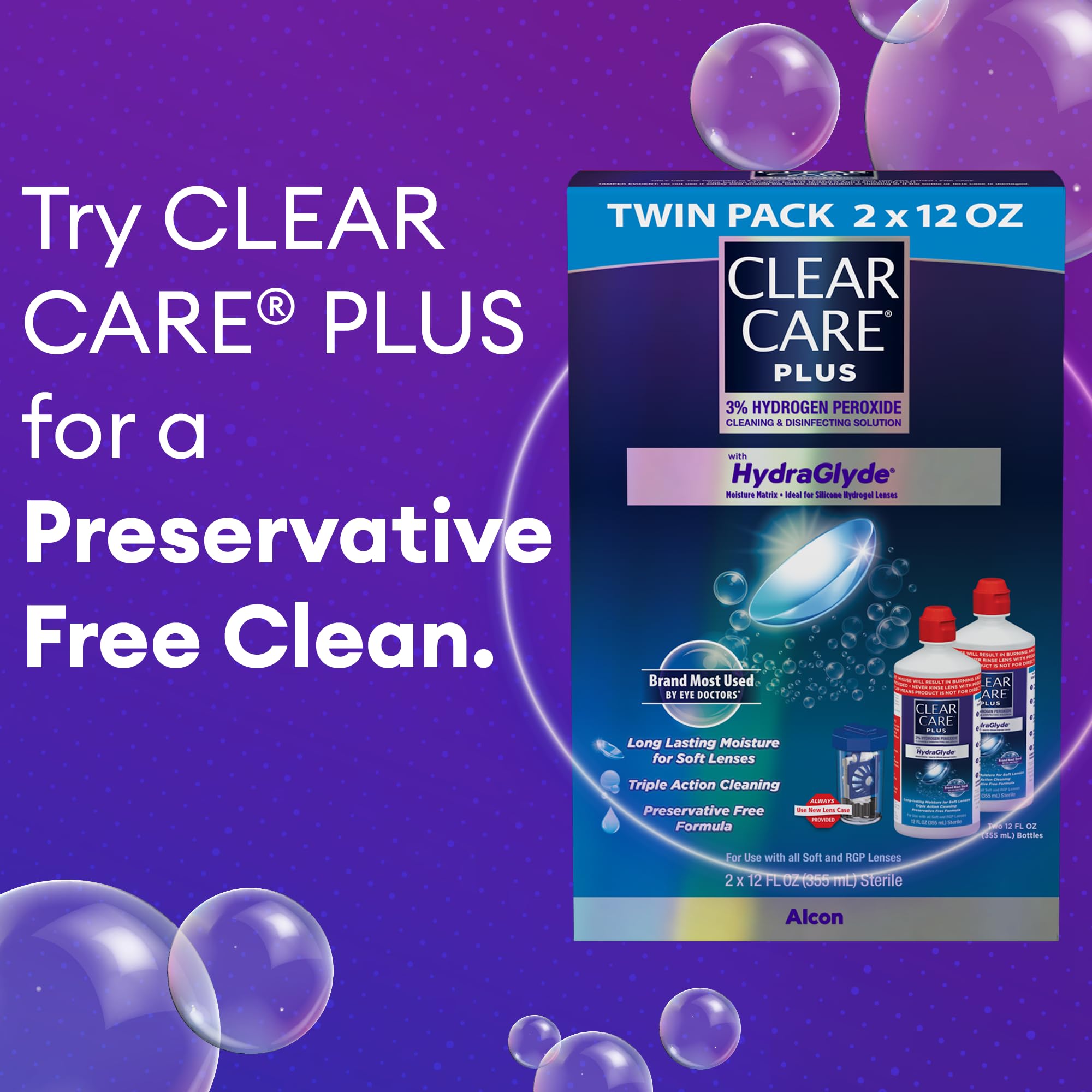 Clear Care Plus peroxide neutralization creates safe saline storage for lenses.