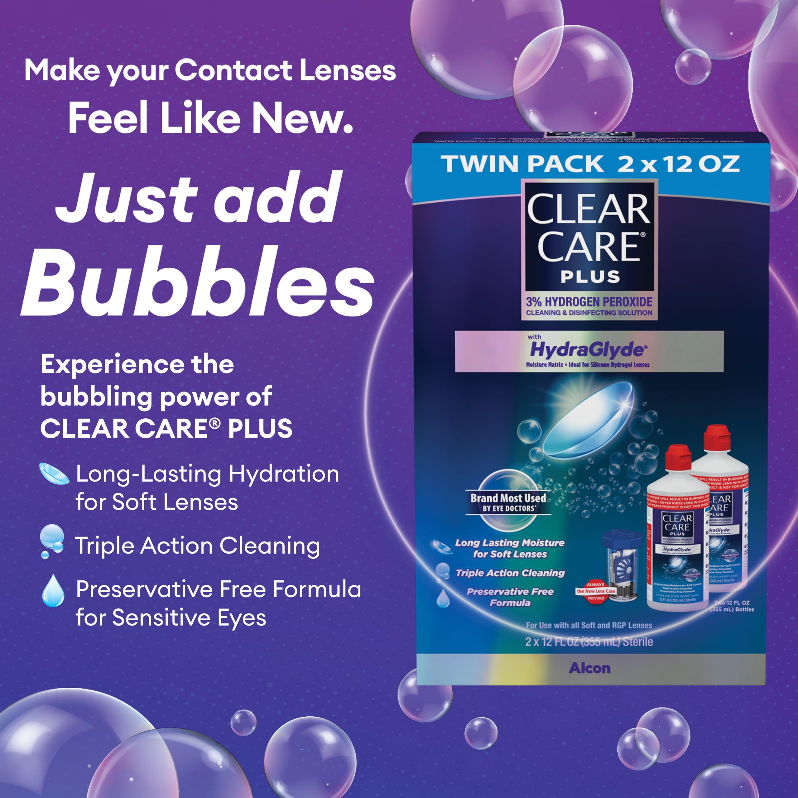 Clear Care Plus step-by-step-use guidance ensures proper procedure.