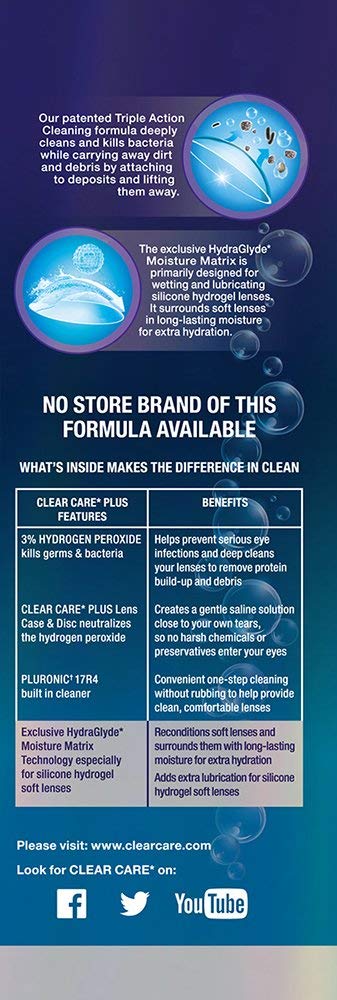 Clear Care Plus twin pack 12-ounce bottles shown for value and convenience.