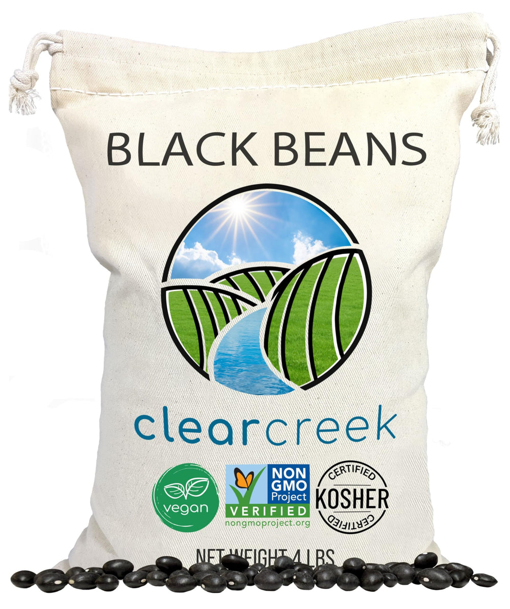 Clear Creek black beans 4lb package, a pantry staple for versatile recipes.