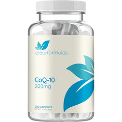 Clear Formulas Quick Absorption CoQ10 bottle with 200mg capsules for daily use
