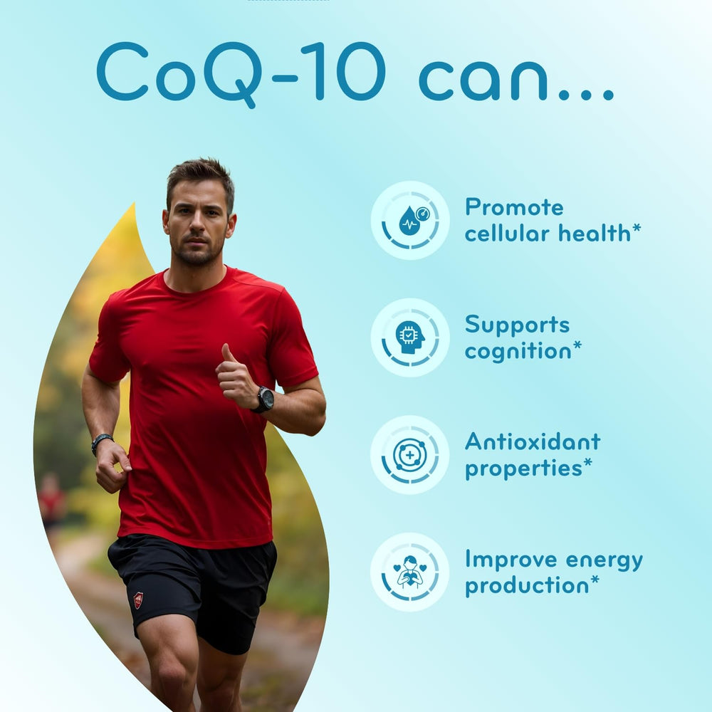 Clear Formulas ubiquinone CoQ10 capsules highlighting stable formulation