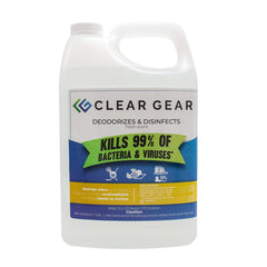 Clear Gear bottle front, EPA-registered disinfectant for gym gear