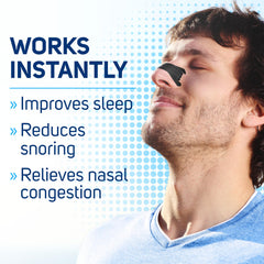 Clear Passage nasal strip on nose for easier breathing