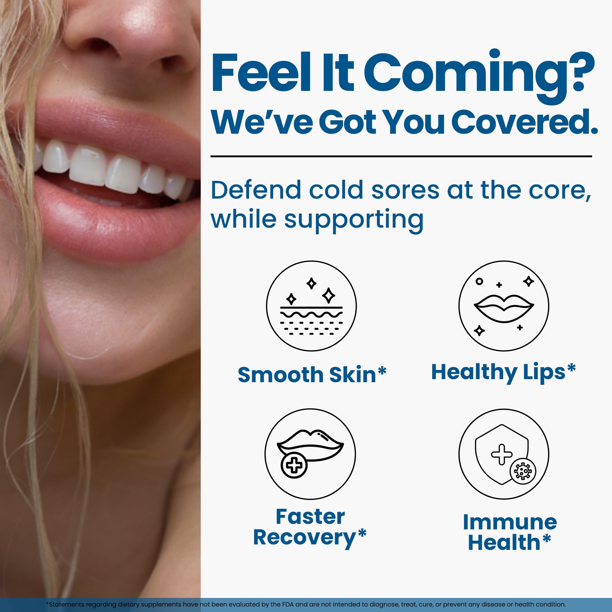 Closeup of Clear Probiotics Lysine Capsules shows smooth, easy swallow texture.