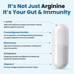 Clear Probiotics Lysine Capsules being poured for easy daily intake.