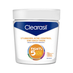 Clearasil Stubborn Acne Control 5in1 pads pack for daily cleansing and oil reduction.