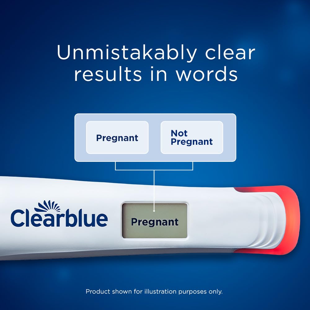 Clearblue digital readout conveys results in words.