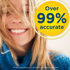 Clearblue wide-tip design facilitates accurate urine collection.
