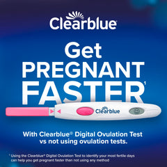 Clearblue packaging for the 10-stick digital ovulation test kit.