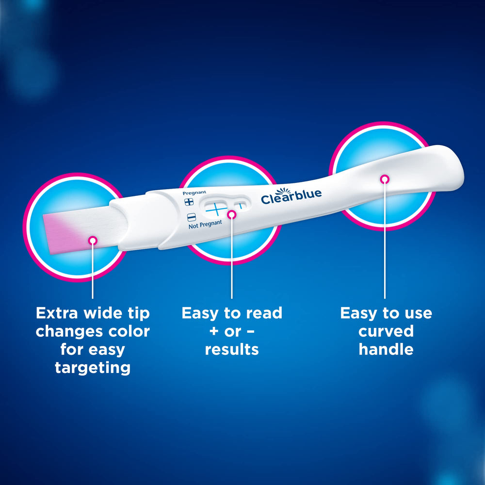 Clearblue box and included items illustrating a complete at-home testing kit.