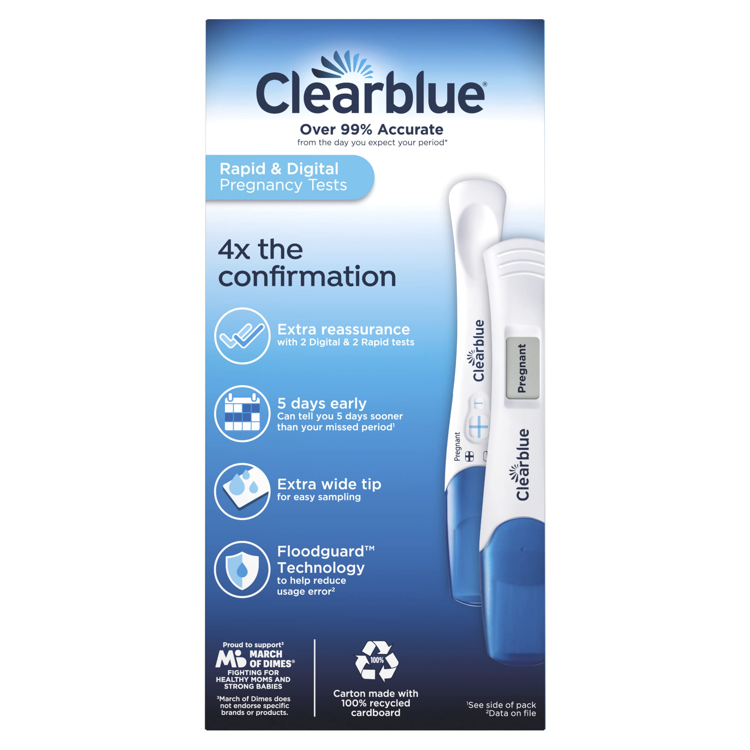 Clearblue digital countdown pack showing multiple tests for value and convenience.
