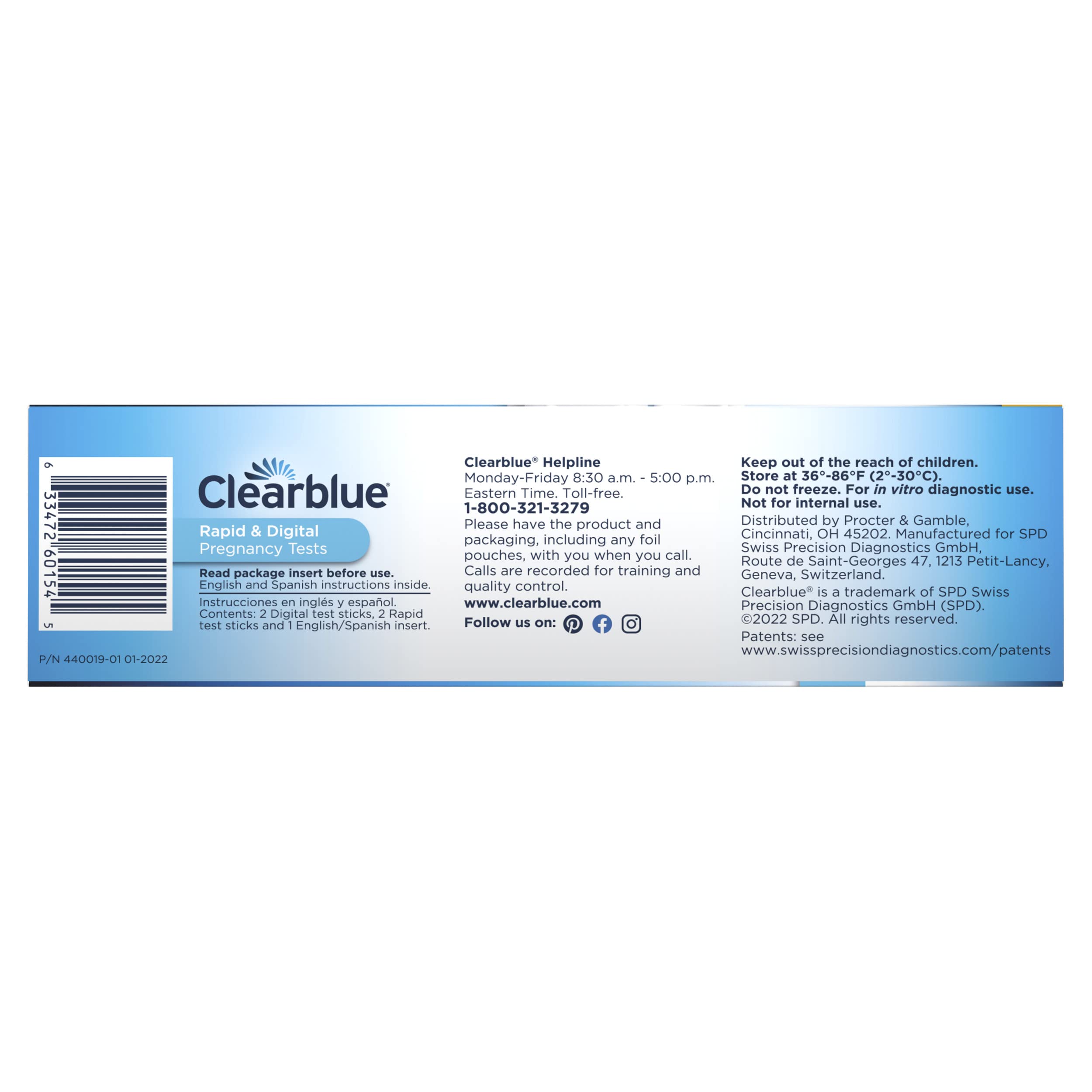 Clearblue rapid detection pack highlighting quick home testing.