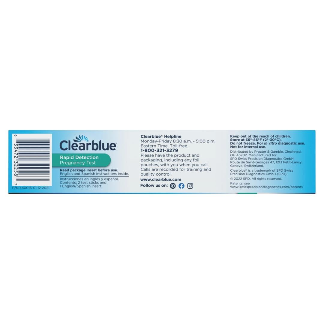 Close-up of Clearblue test displaying an easy-to-read result window