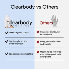 Clearbody Organics unisex-fit gloves suited for night routines.