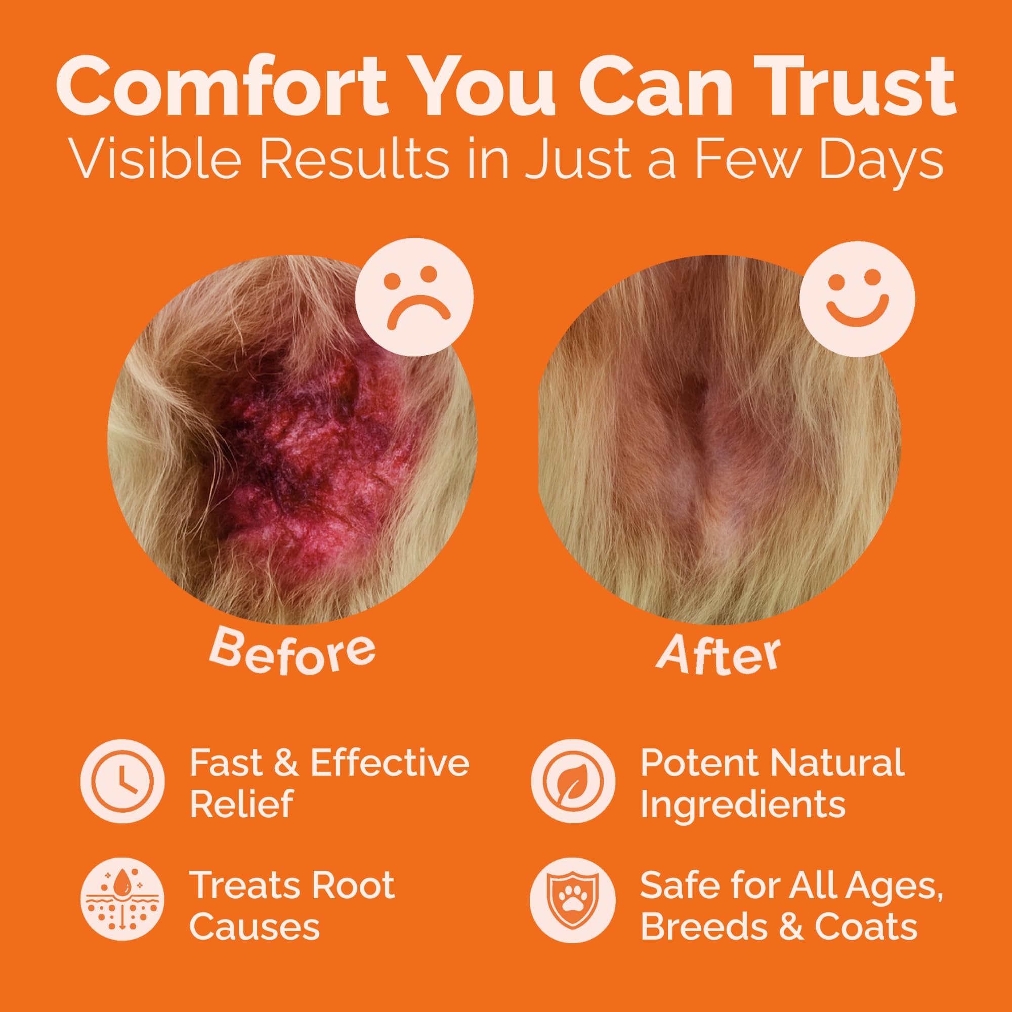 ClearFur cat coat recovery near irritated areas after use.