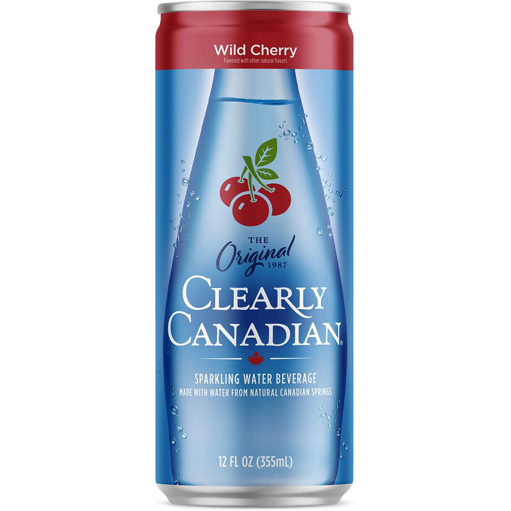 Clearly Canadian Wild Cherry pour into glass demonstrates versatile refreshment for any moment