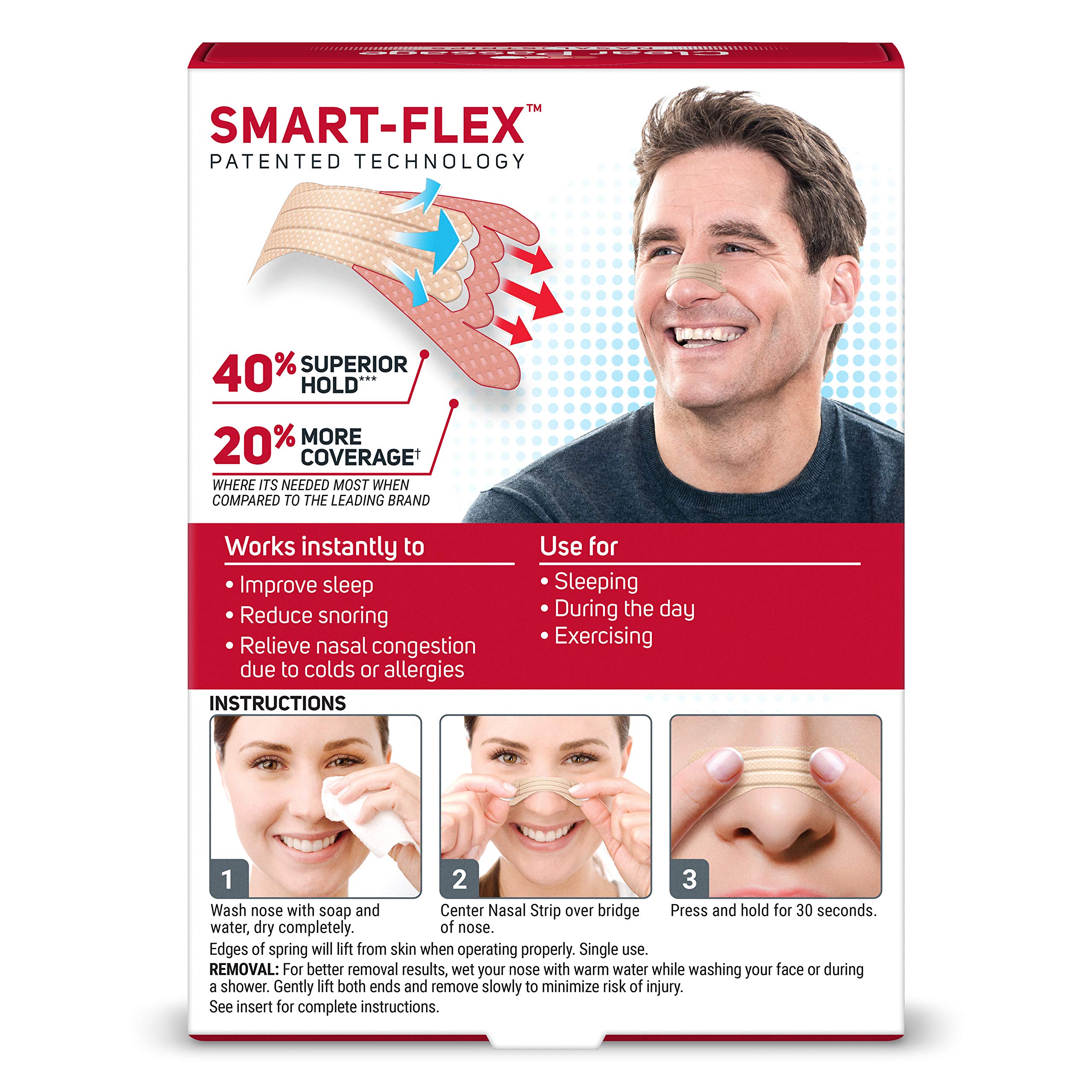 Clear Passage tan nasal strips used during exercise for steady breathing
