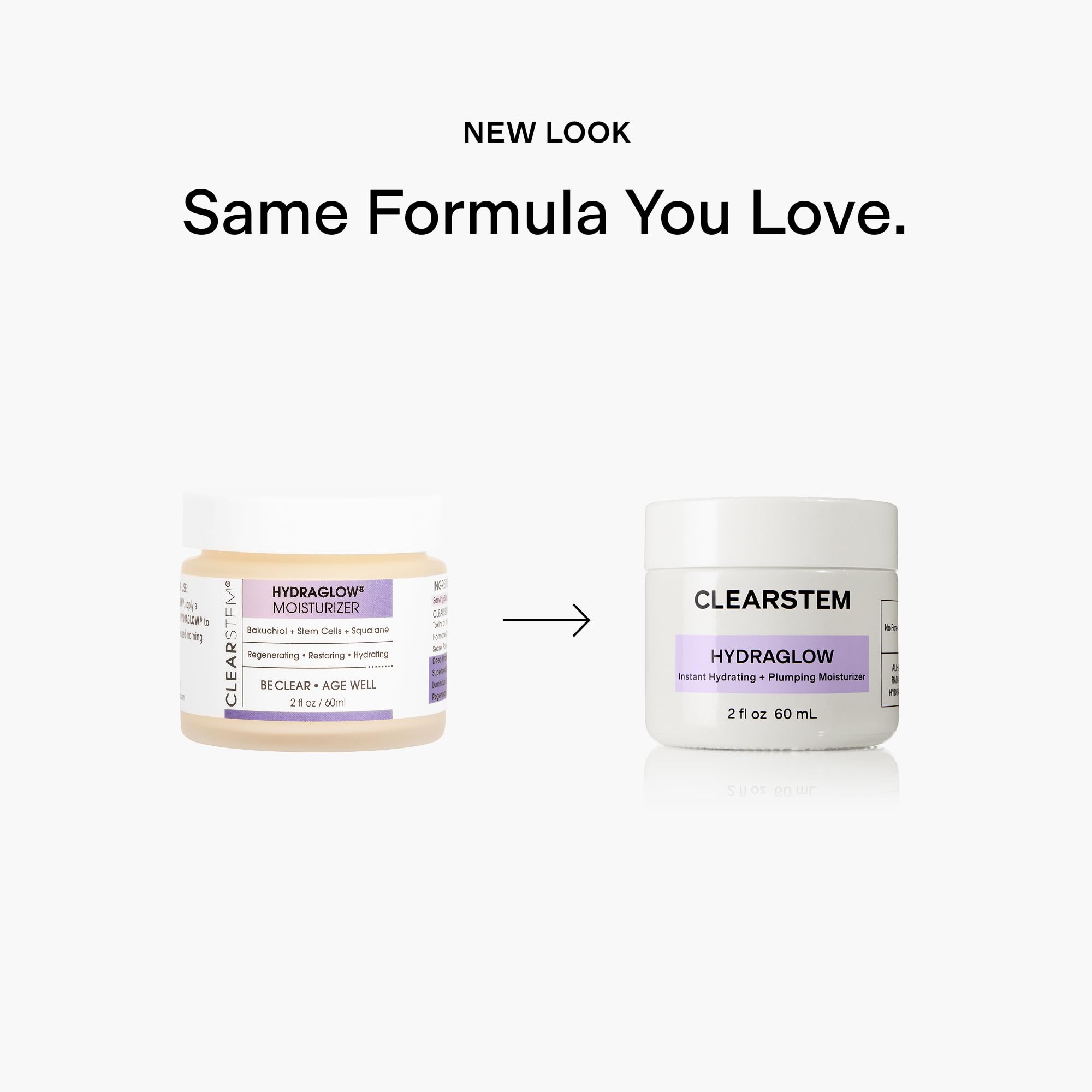 CLEARSTEM Hydraglow label closeup highlighting bakuchiol and squalane benefits
