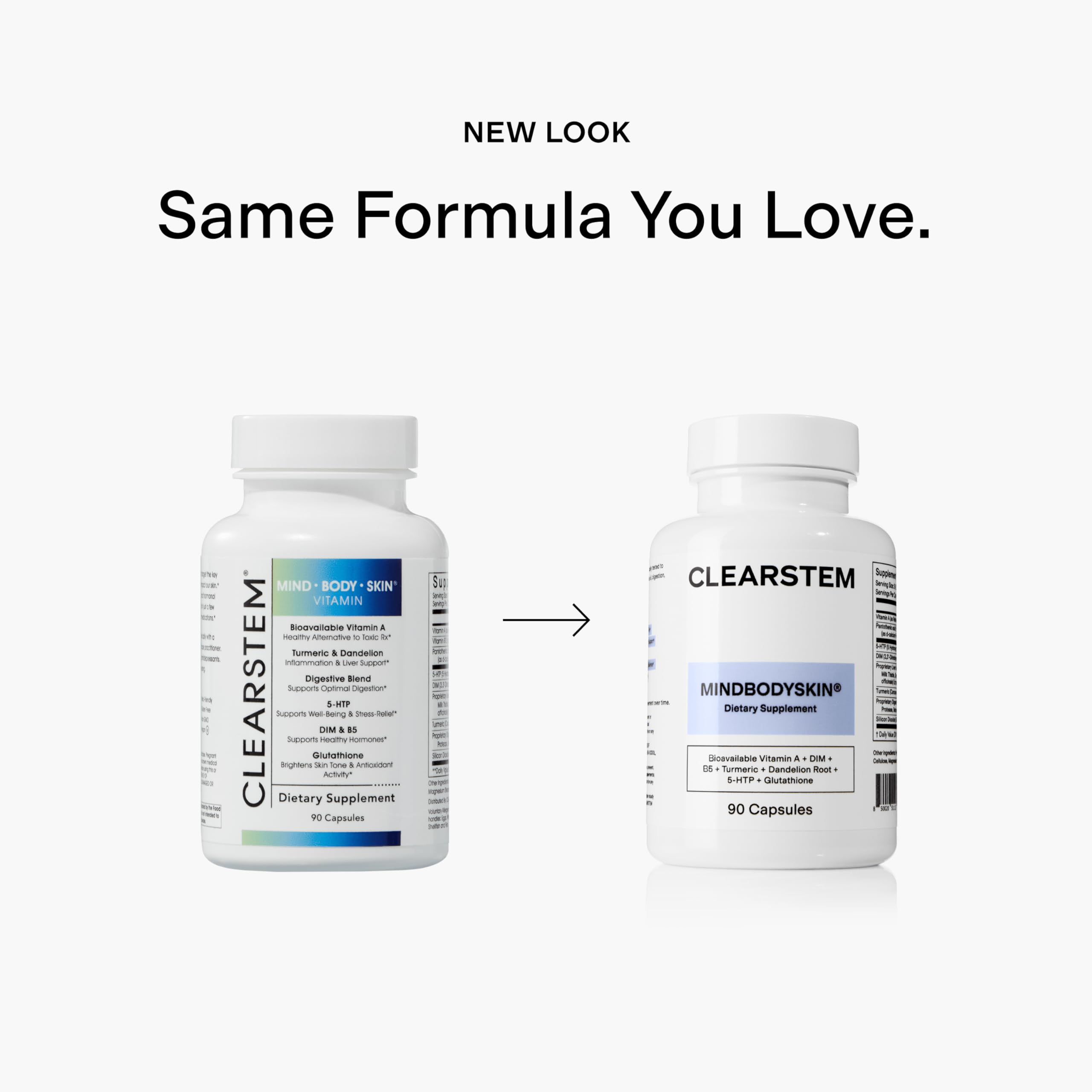 CLEARSTEM MindBodySkin capsules closeup for daily hormonal skin support